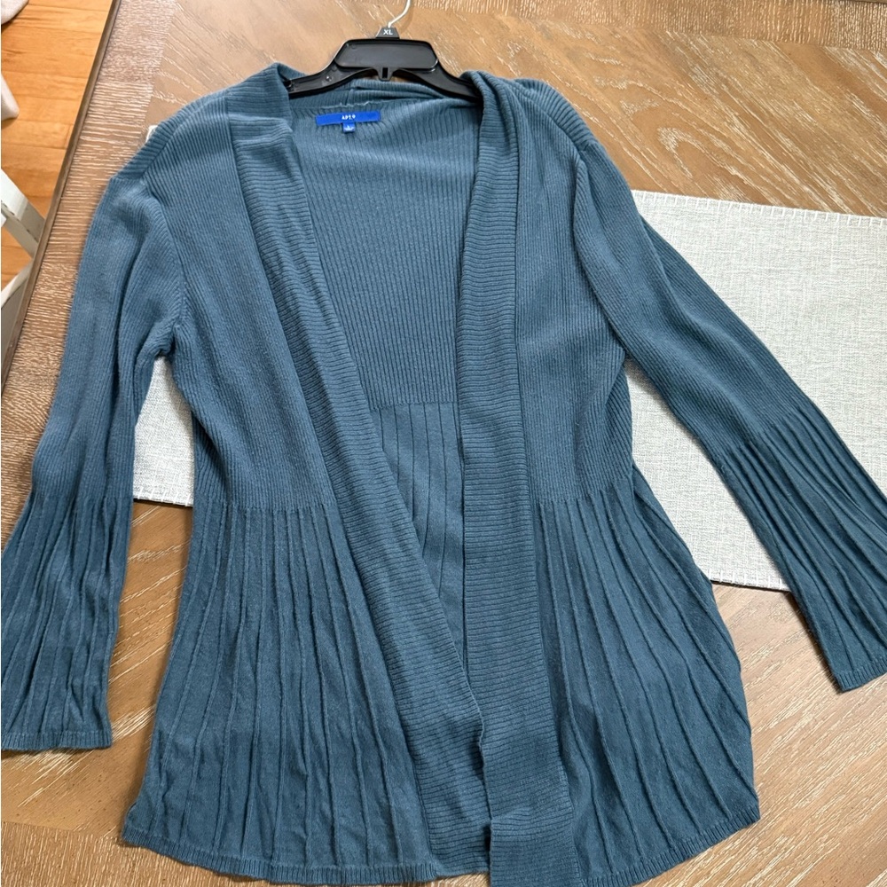 Apt. 9 Women's Teal Ribbed Cardigan